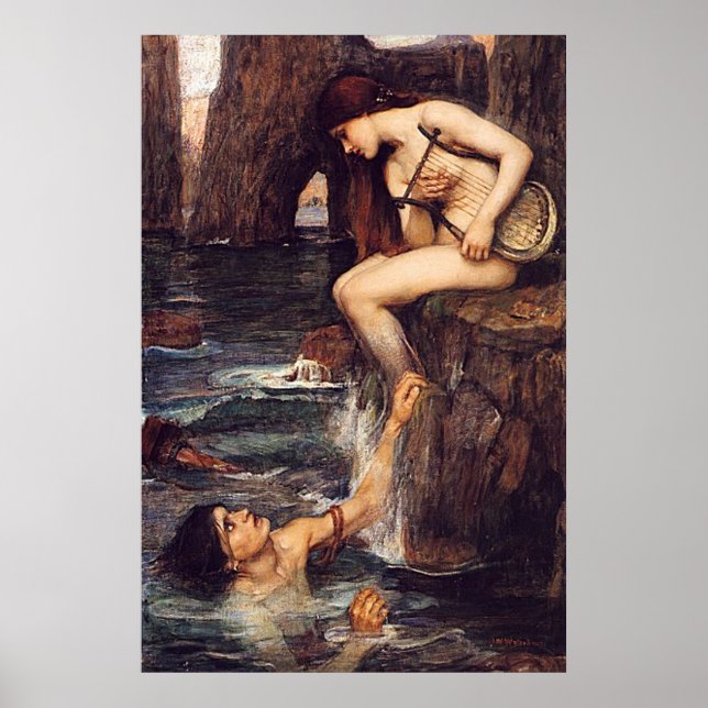 Poster Siren, de John William Waterhouse - cerca de 1900 (Frente)