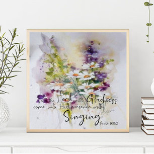 Poster Sirva ao Senhor com alegria floral