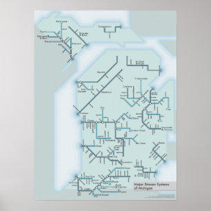 Poster Sistemas do córrego de Michigan 18" x 24"