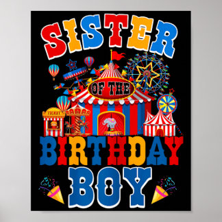 Poster Sister of the birthday for boy circus carnival