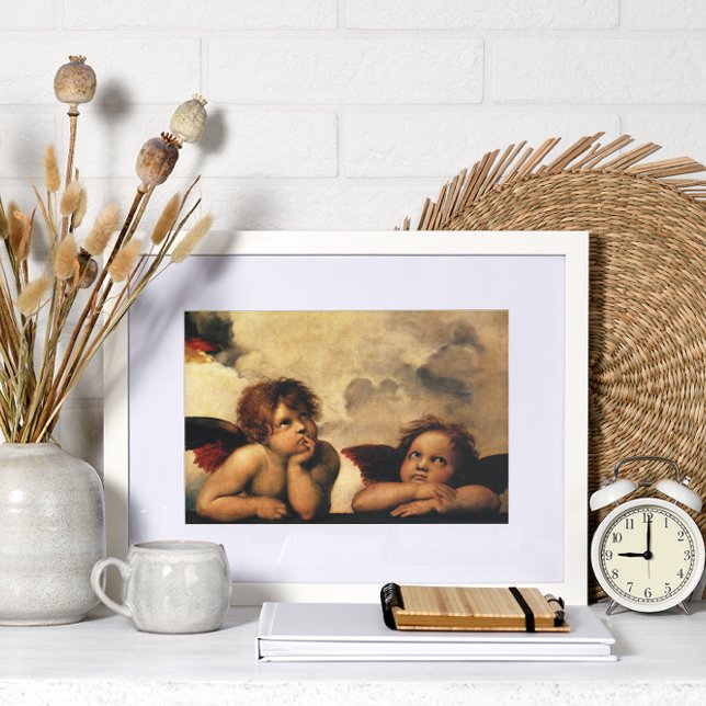 Póster Sistine Madonna Angels por Raphael Sanzio (Criador carregado)