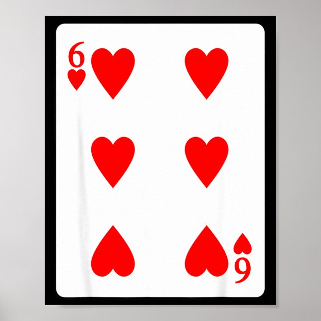 Poster Six Of Hearts Playing Card Valentine Costume  (Frente)