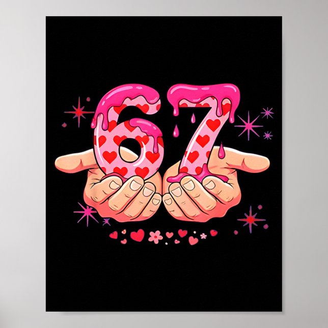 Poster Six Seven 6 7 Meme Heart Drip Valentine’s Day Boy  (Frente)