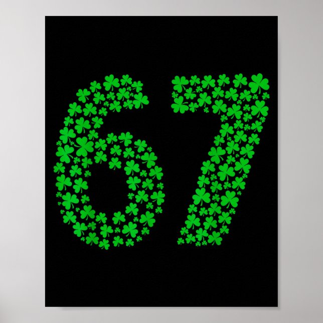 Poster Six Seven Meme 67 St Patrick's Day Shamrocks Men W (Frente)
