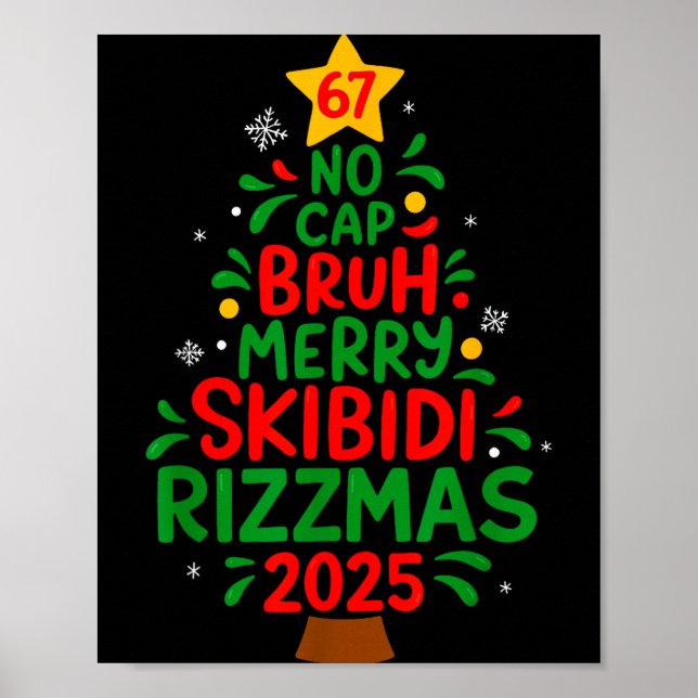 Poster Six Seven Xmas Tree 67 No Cap Bruh Meme 6 7 Christ (Frente)