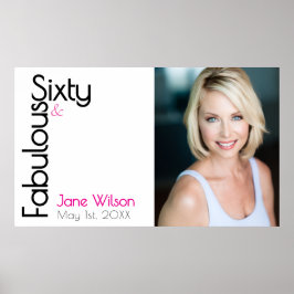 Poster Sixty Fabulous Birthday Chic Pink & Black