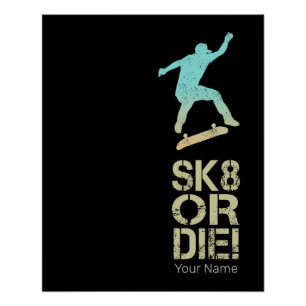 Póster Sk8 Ou Morra! Olli Skater Vintage Para Skateboard