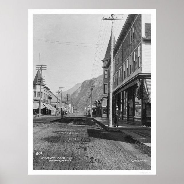 Póster Skagway Alaska Broadway 1918 (Frente)