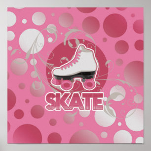 Poster Skate do cilindro de espiral da bolha rosa, inclin
