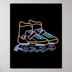 Poster Skate em linha neon-line retroativo 80s 90s