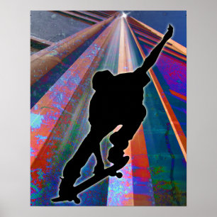Póster Skate em um raio da construção