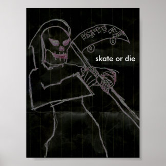Póster skate ou morrer a preto