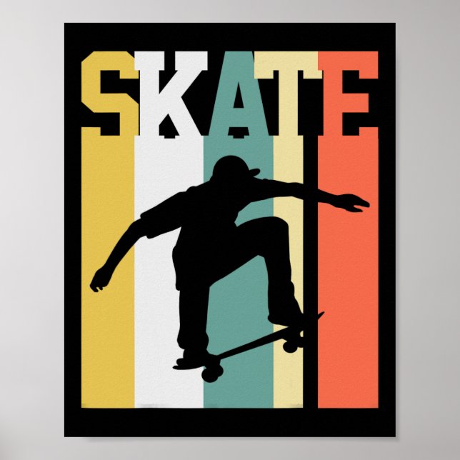 Poster Skate Skateboard Skateboarder Skateboarding Retro  (Frente)