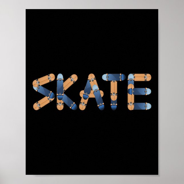 Poster Skate Skateboards Lettering Longsboards Skateboard (Frente)