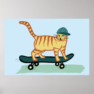 Poster Skate Tabby Cat