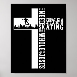 Poster Skateboard Cruz Fé Um Monte de Jesus