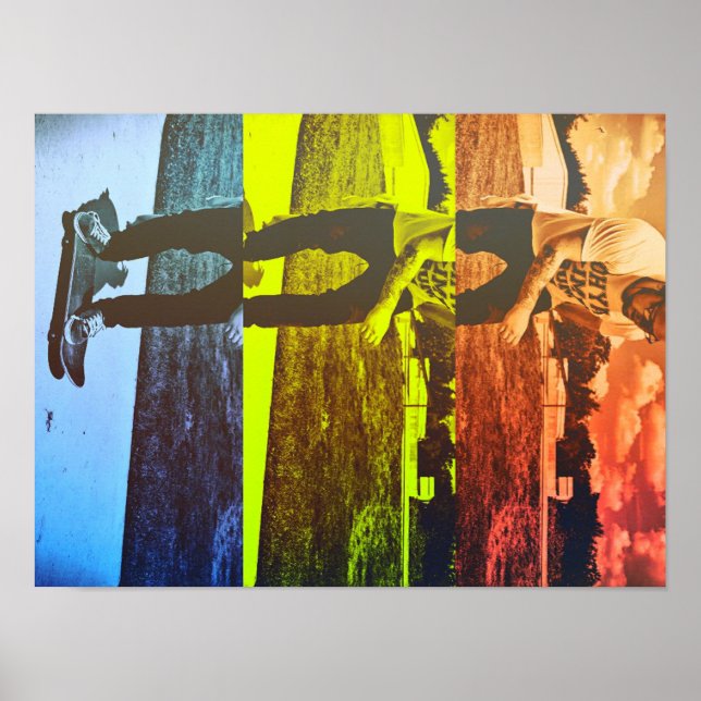 Póster Skateboard de Cores Primárias (Frente)