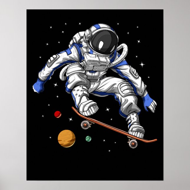 Poster Skateboard do Astronauta Espacial (Frente)