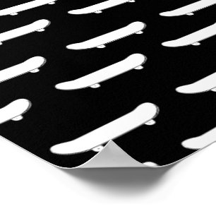 Poster Skateboard Monocromático Preto Skater Esportes Urb