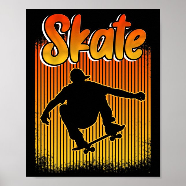 Poster Skateboard Skateboarding Retro Tee For Skateboarde (Frente)