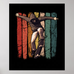 Poster Skateboard - Vintage Retro Skateboarder