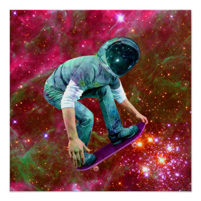 Póster Skateboarder do Espaço (Frente)