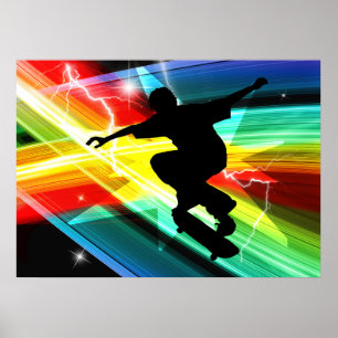 Póster Skateboarder em Criss Cross Lightning