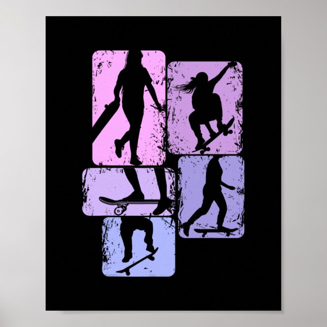 Poster Skateboarder Garota Skate Patinação Infantil  (Frente)