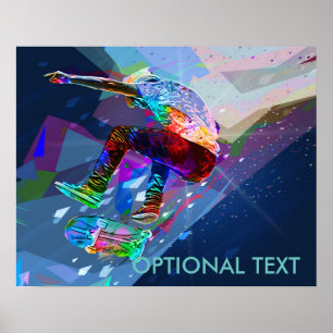 Póster Skateboarder Silhub Colorido Super Crayon