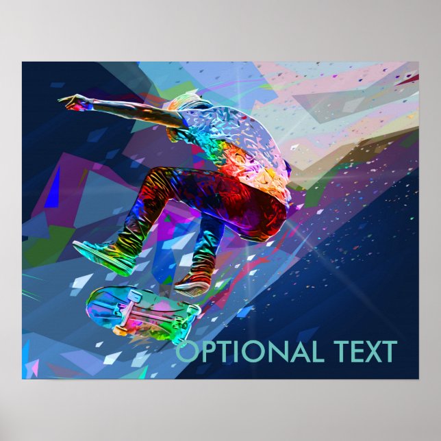 Póster Skateboarder Silhub Colorido Super Crayon (Frente)