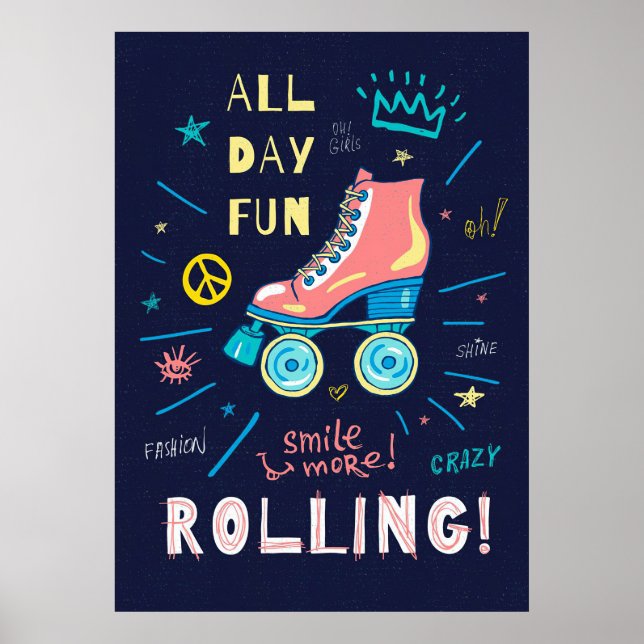 Poster Skateboarder skateboard o dia todo divertido (Frente)