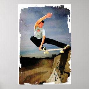 Póster Skateboarding a parede