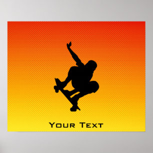 Póster Skateboarding amarelo alaranjado