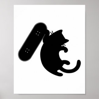 Poster Skateboarding Cat Shadow Grab For Men Women Kids