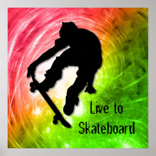 Poster Skateboarding em um ciclone psicadélico