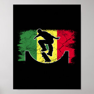 Poster Skateboarding Skateboard Bandeira Senegalesa Seneg