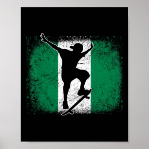 Poster Skateboarding Skateboard Nigéria Bandeira nigerian