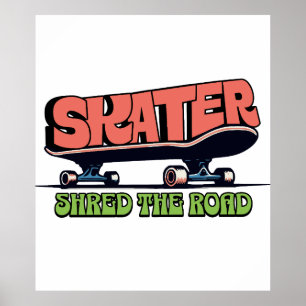 Poster Skater Destrói a Estrada – Retro Skateboarding dos