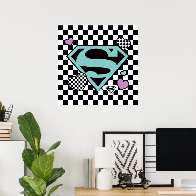 Poster Skater Girl Supergirl Hearts-Shield (Escritório em casa)