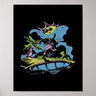 Poster Skater Panther Sob Um Sol Funky - Cartoon Retro S