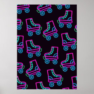 Poster skates com cilindro de Neon dos anos 80