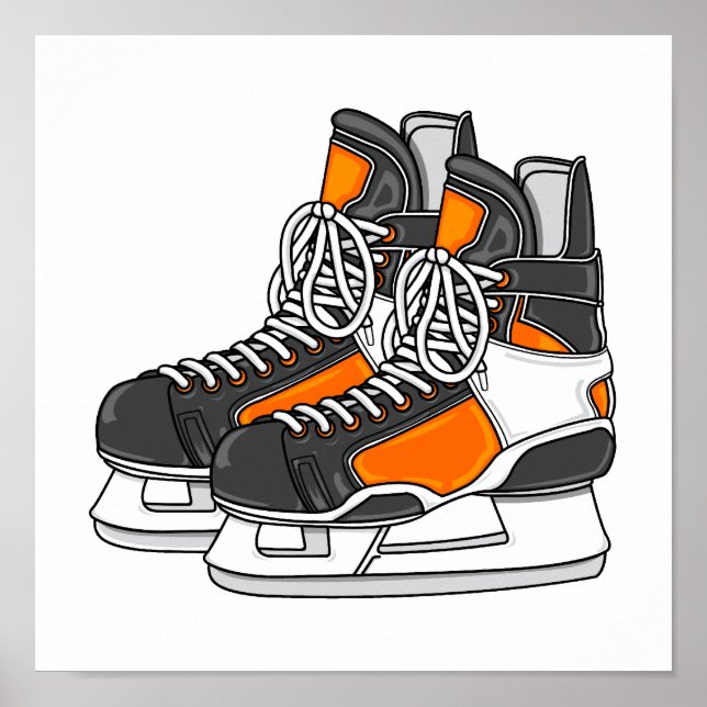 Poster Skates de hóquei em laranja (Frente)