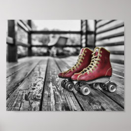 Poster Skates do cilindro vermelho da Vintage