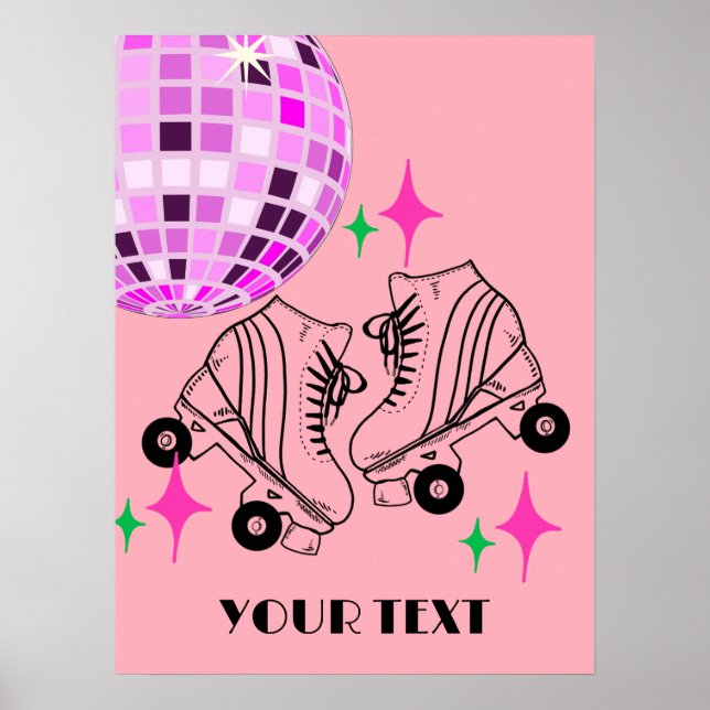 Poster Skates Rolantes Derby Skating Pink Disco Ball (Frente)
