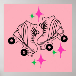 Poster Skates Roller Derby Skating Pink
