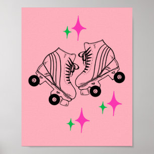 Poster Skates Roller Derby Skating Pink