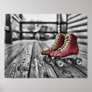 Poster Skates Vintage Red Roller 