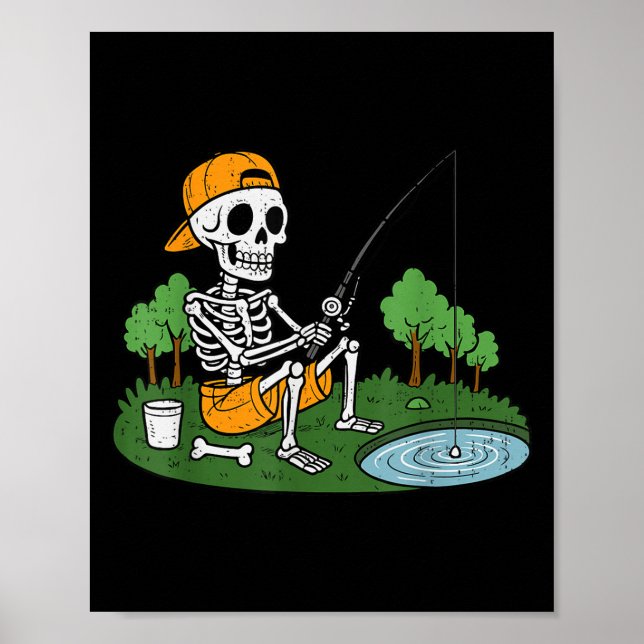 Poster Skeletching Fish Halloween Soky Pescadores Men (Frente)