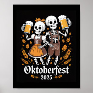 Poster Skeleton alemão Halloween Lederhosen Funny 2025