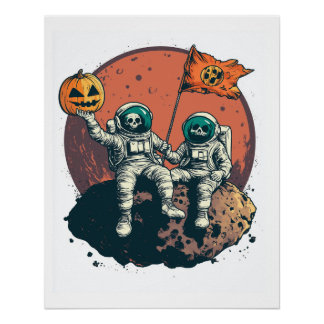 Póster Skeleton Astronaut Crew